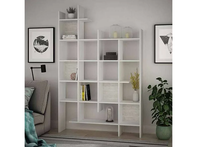 Libreria 6 ripiani Manco 122x25.5x188H colore bianco