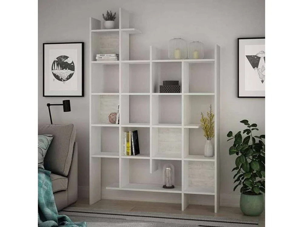 Libreria 6 ripiani Manco 122x25.5x188H colore bianco