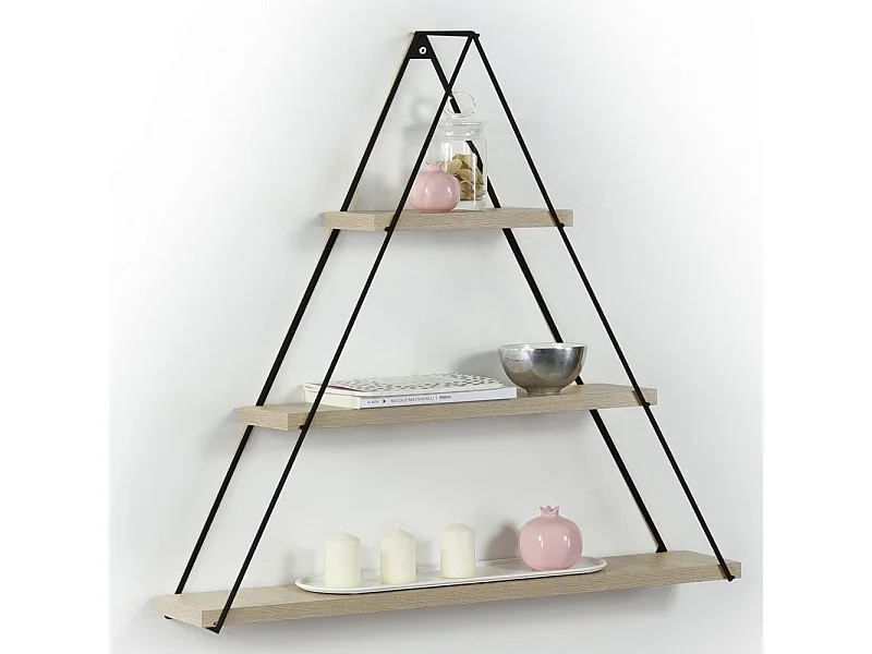 Mensola triangolare 3 ripiani Moset MT1910051 colore rovere