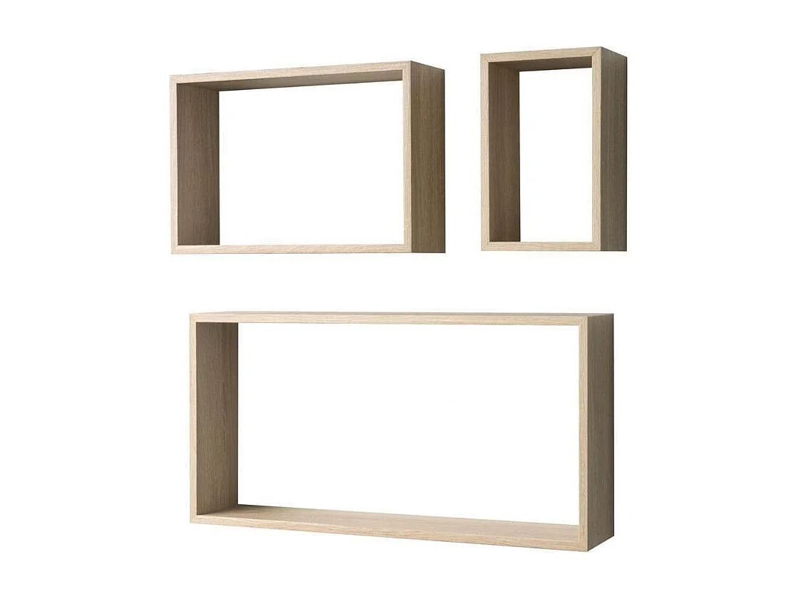 Set 3 mensole da parete forma rettangolare Shelvy Rec colore rovere sonoma
