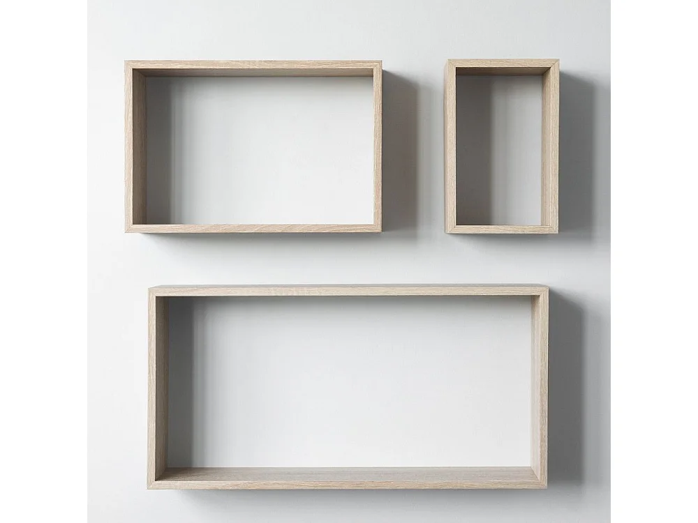 Set 3 mensole da parete forma rettangolare Shelvy Rec colore rovere sonoma