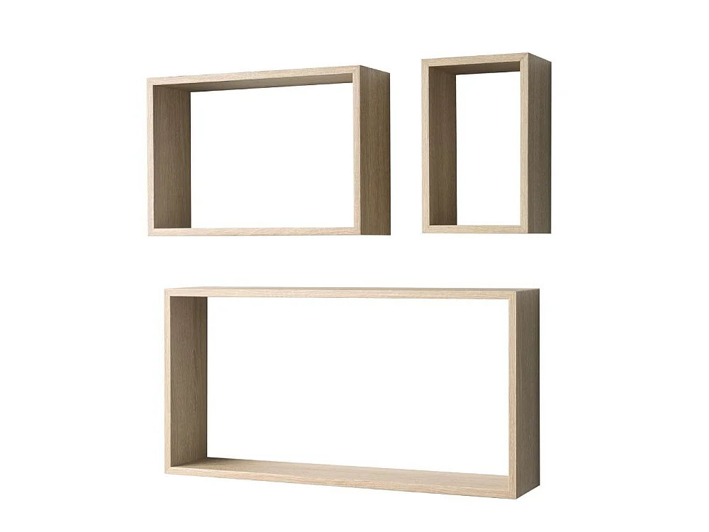 Set 3 mensole da parete forma rettangolare Shelvy Rec colore rovere sonoma