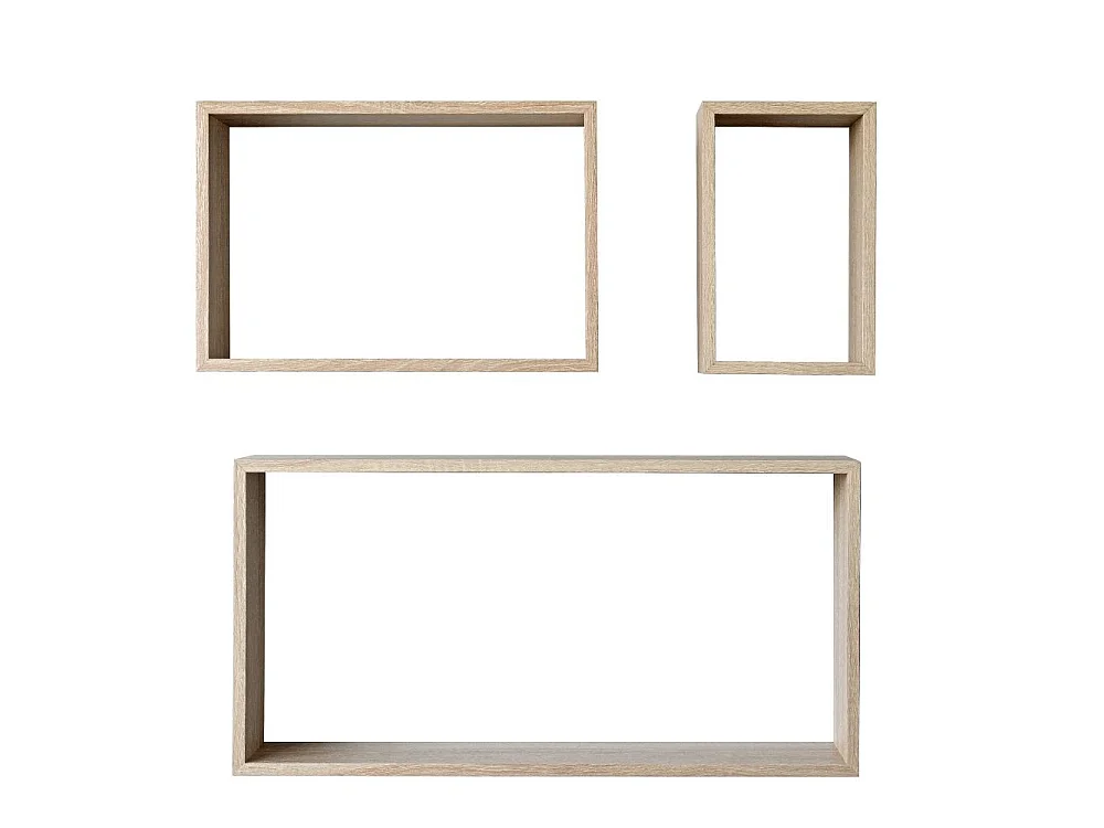 Set 3 mensole da parete forma rettangolare Shelvy Rec colore rovere sonoma