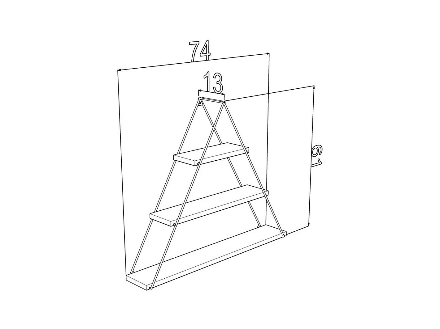 Mensola triangolare 3 ripiani Moset MT191005 colore nero