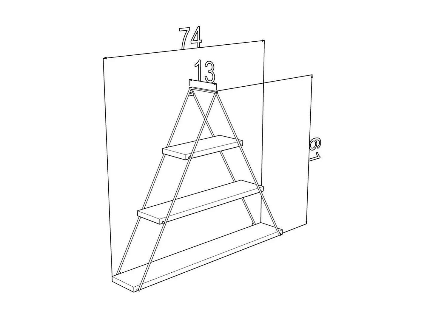 Mensola triangolare 3 ripiani Moset MT191003 colore bianco