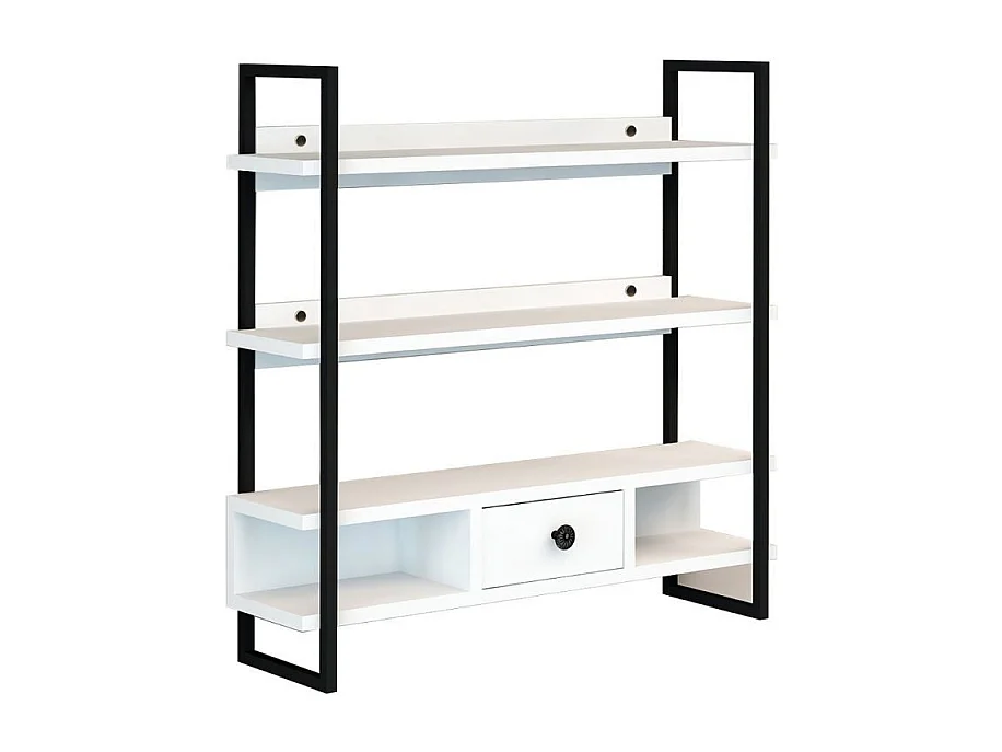 Scaffale da parete mensole e cassetto Severo colore nero e bianco