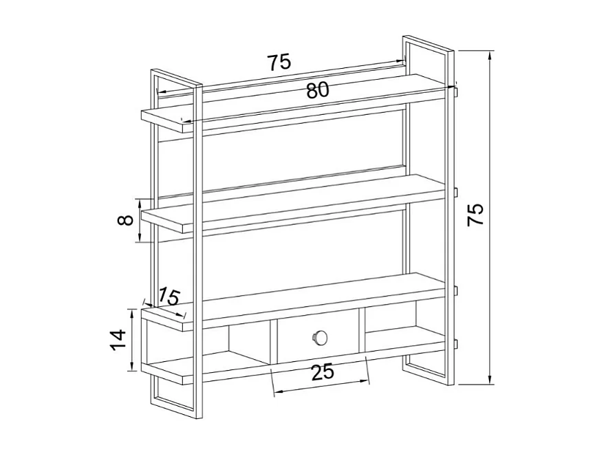 Scaffale da parete mensole e cassetto Severo colore nero e bianco