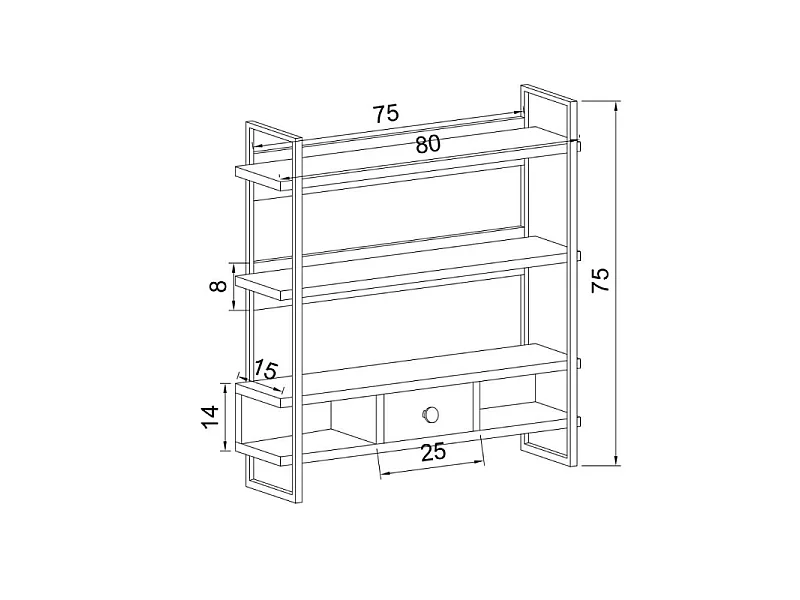 Scaffale da parete mensole e cassetto Severo colore nero e bianco