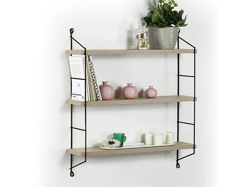 Mensola con 3 ripiani 60x15x62 Neelix MT1911051 colore rovere