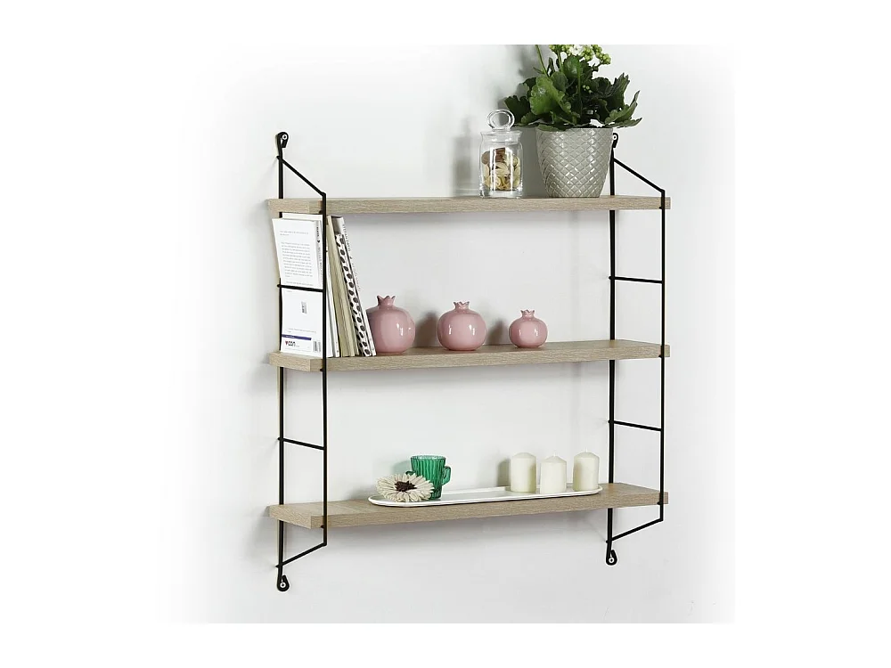 Mensola con 3 ripiani 60x15x62 Neelix MT1911051 colore rovere