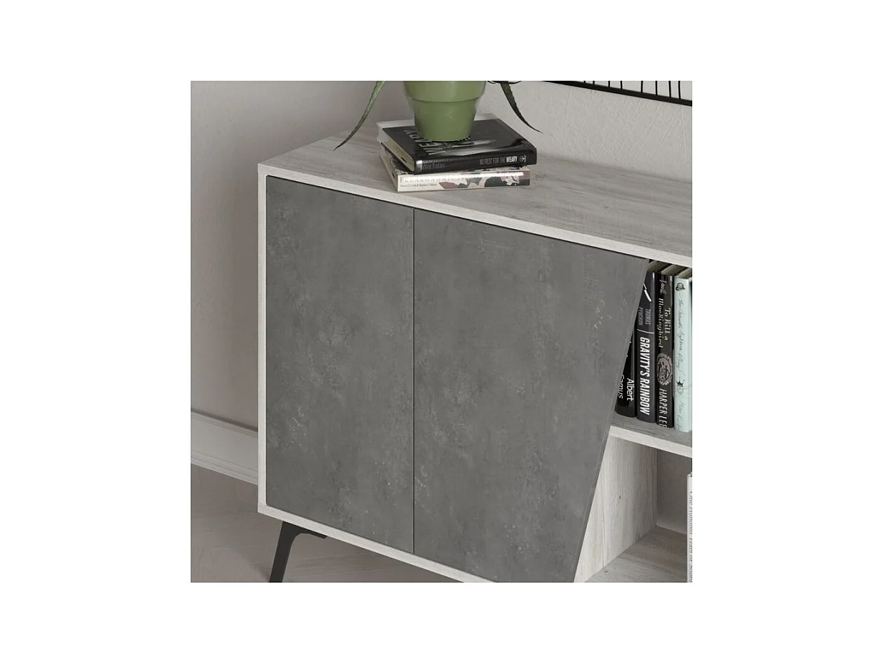 Madia 4 ante Fiona 180x35,6x82H colore bianco vintage e cemento