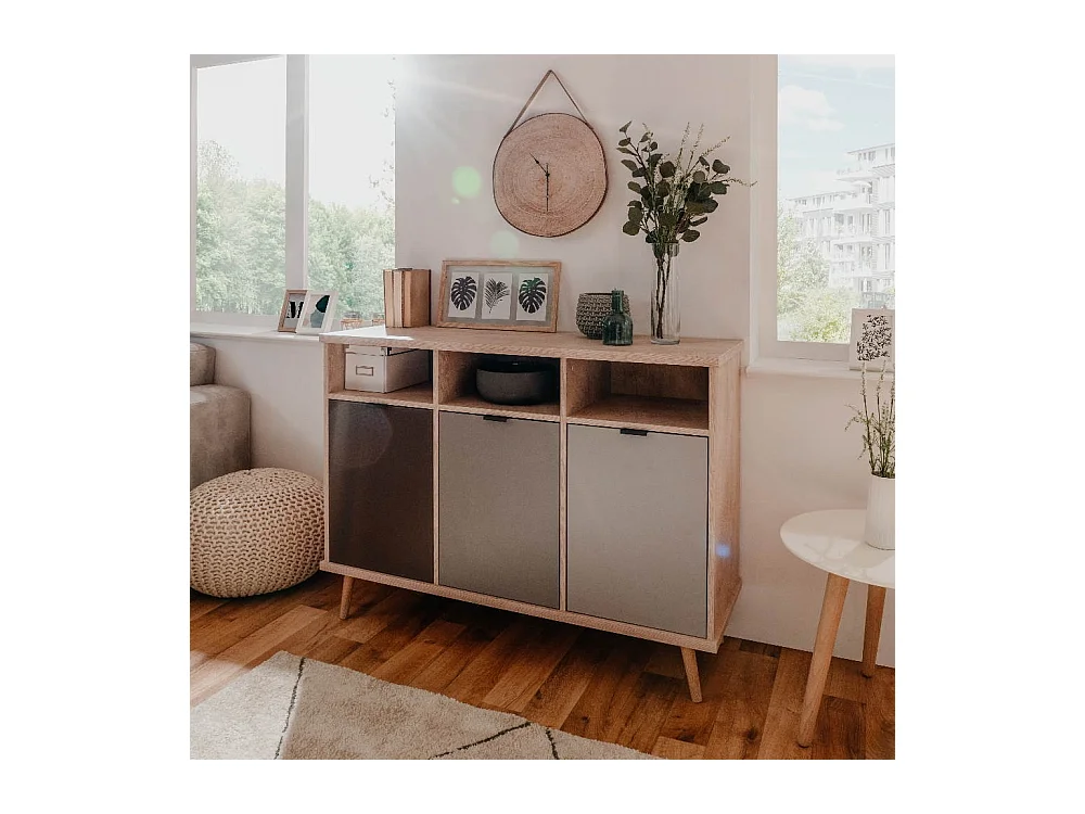 Credenza Epik51 con 3 ante 120x40x88,3 colore rovere antracite grigio