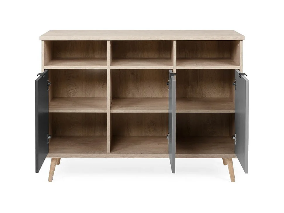 Credenza Epik51 con 3 ante 120x40x88,3 colore rovere antracite grigio