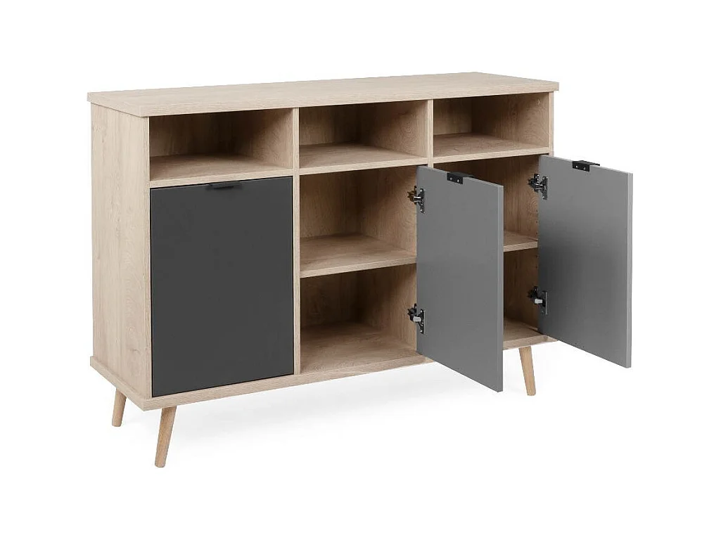 Credenza Epik51 con 3 ante 120x40x88,3 colore rovere antracite grigio