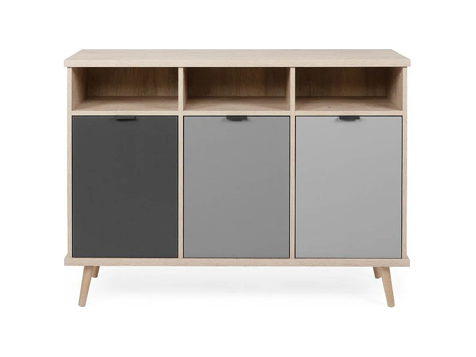 Credenza Epik51 con 3 ante 120x40x88,3 colore rovere antracite grigio