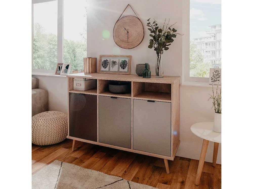 Credenza Epik51 con 3 ante 120x40x88,3 colore rovere antracite grigio