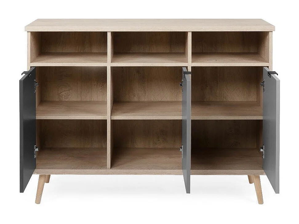 Credenza Epik51 con 3 ante 120x40x88,3 colore rovere antracite grigio