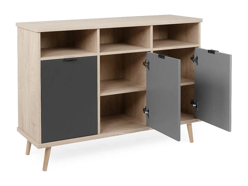 Credenza Epik51 con 3 ante 120x40x88,3 colore rovere antracite grigio