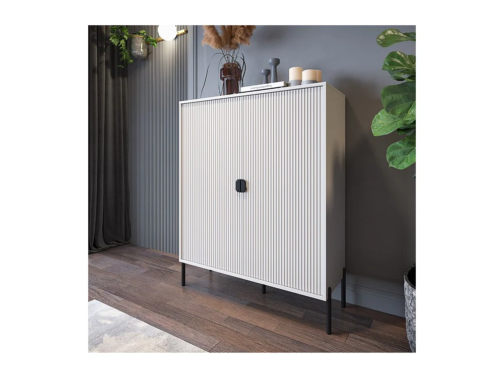 Mobile alto Lotus 2 ante con frontali cannettati colore cashmere opaco 103,6x39,6x129,4H