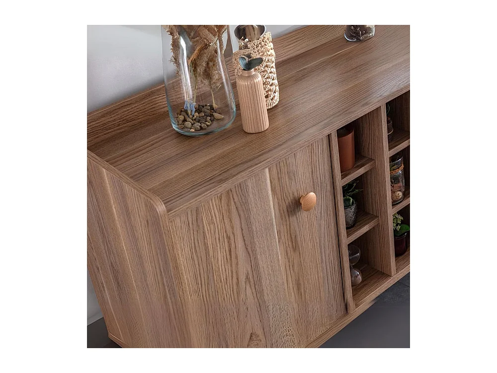 Madia 2 ante e 3 cassetti con vani a giorno rovere miele Dolce 206x45x85H