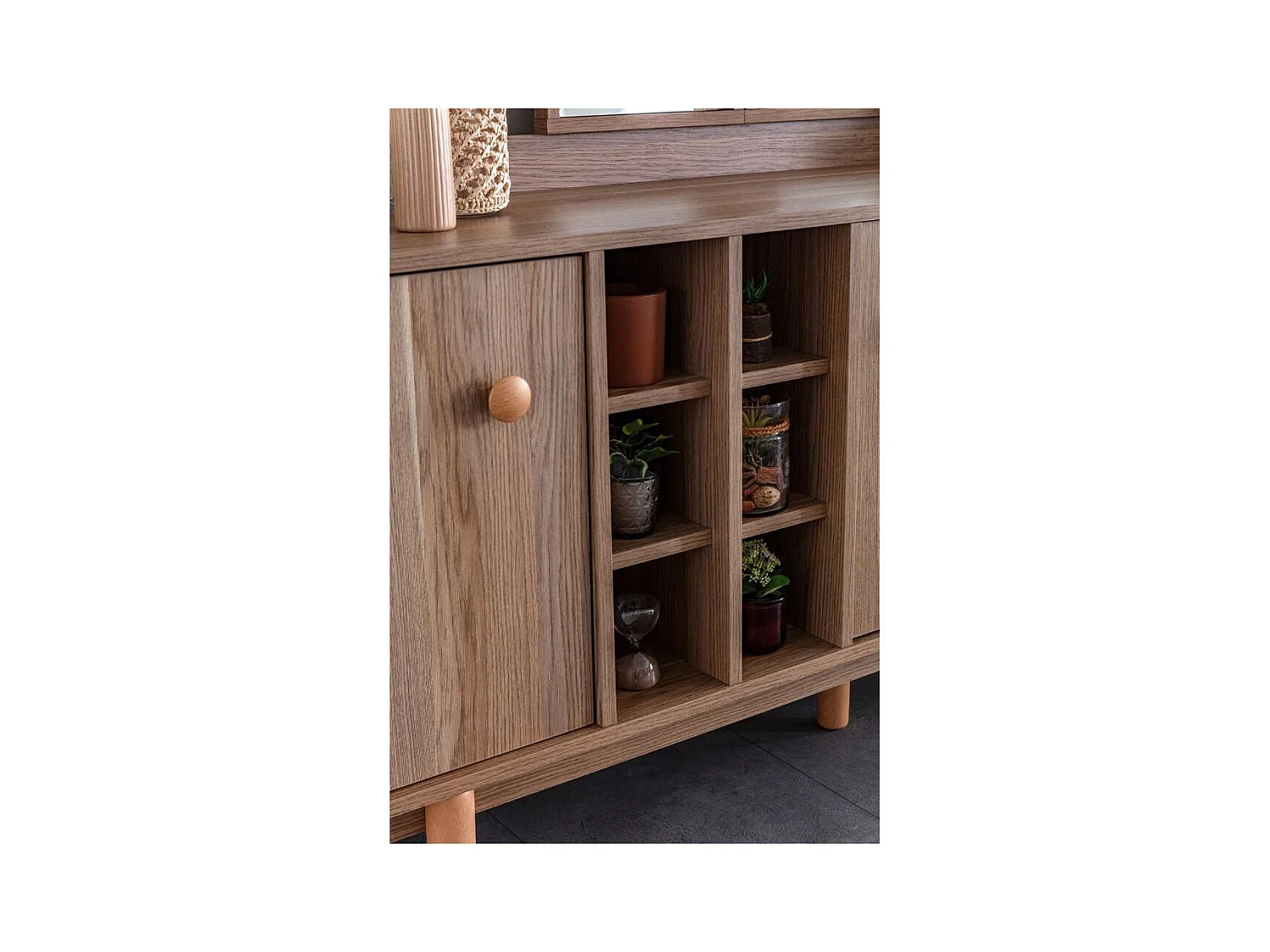 Madia 2 ante e 3 cassetti con vani a giorno rovere miele Dolce 206x45x85H