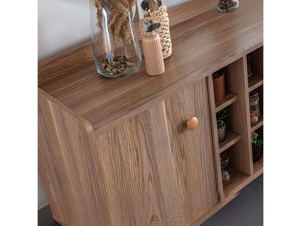 Madia 2 ante e 3 cassetti con vani a giorno rovere miele Dolce 206x45x85H