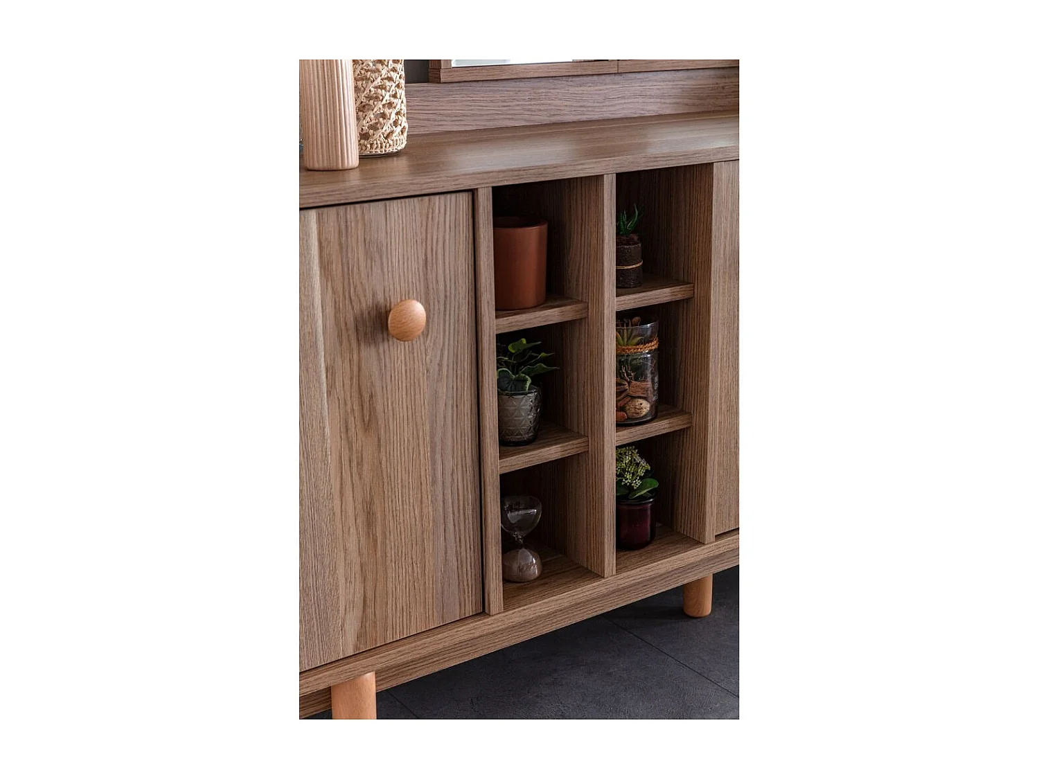 Madia 2 ante e 3 cassetti con vani a giorno rovere miele Dolce 206x45x85H