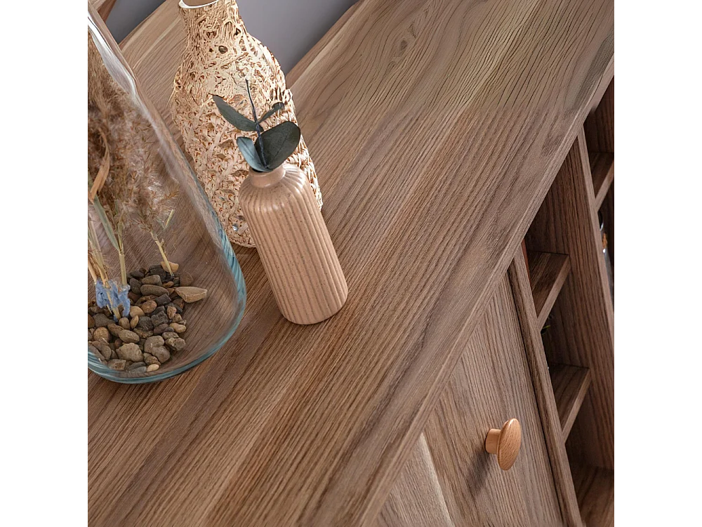 Madia 2 ante e 3 cassetti con vani a giorno rovere miele Dolce 206x45x85H