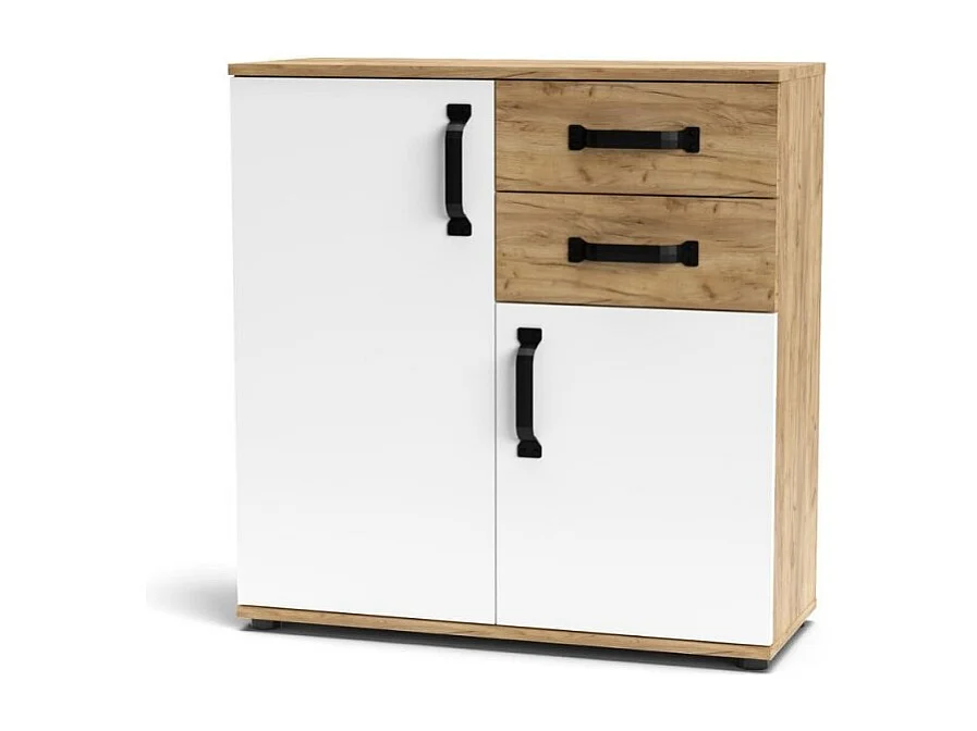 Credenza rovere bianco 2 ante e 2 cassetti 80x32x83 Mosso MO2