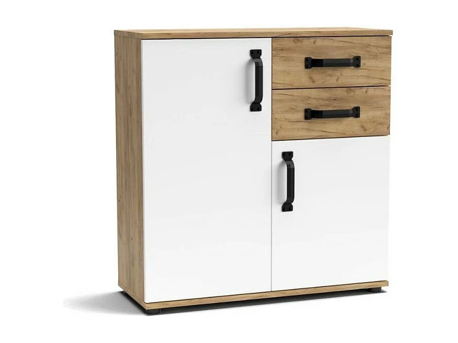 Credenza rovere bianco 2 ante e 2 cassetti 80x32x83 Mosso MO2