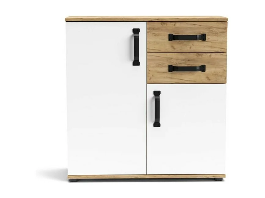 Credenza rovere bianco 2 ante e 2 cassetti 80x32x83 Mosso MO2