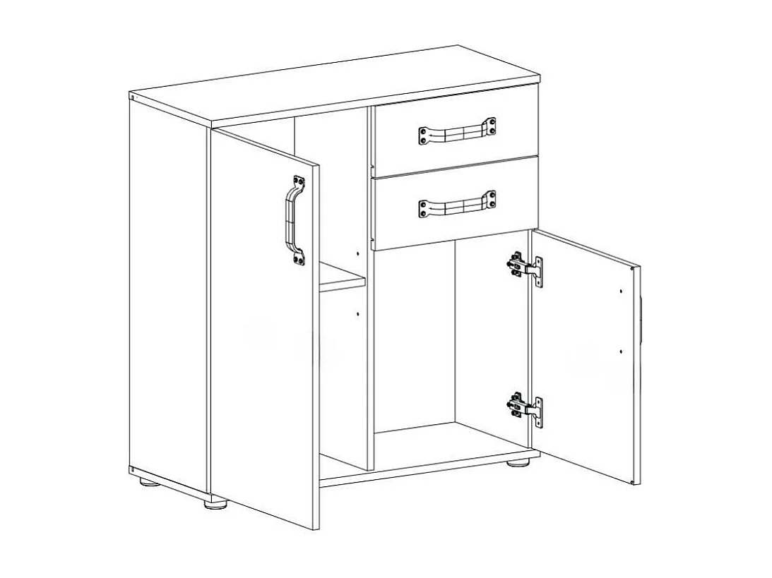 Credenza rovere bianco 2 ante e 2 cassetti 80x32x83 Mosso MO2