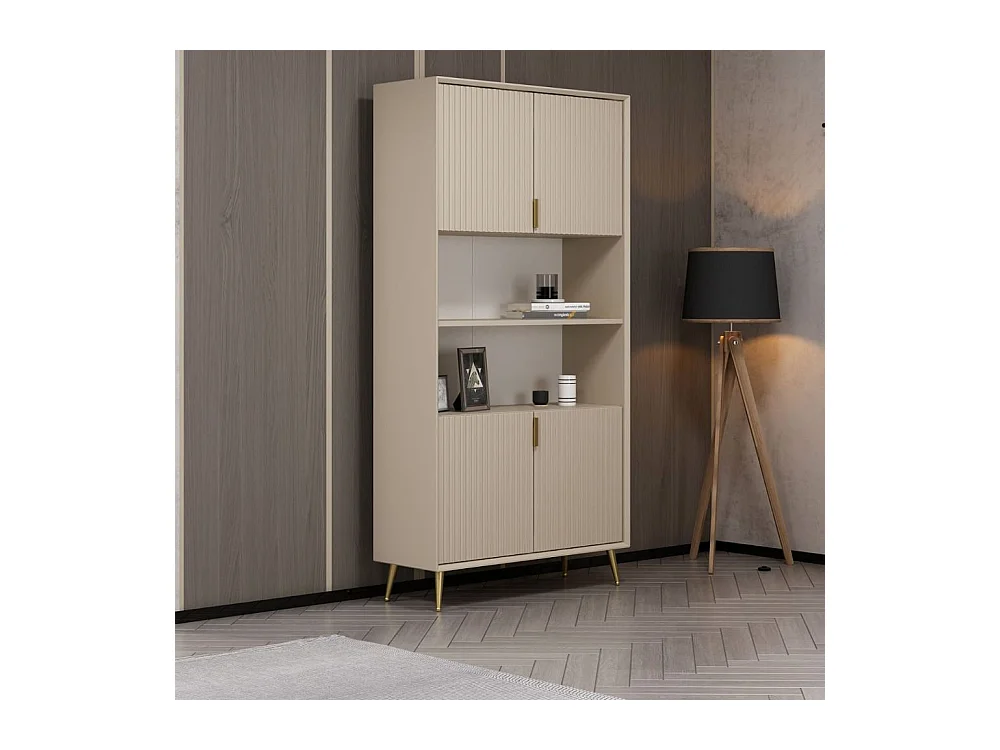 Credenza alta Kale effetto cannettato cashmere 90x35x180H – Eleganza Verticale