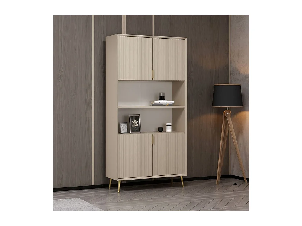 Credenza alta Kale effetto cannettato cashmere 90x35x180H – Eleganza Verticale