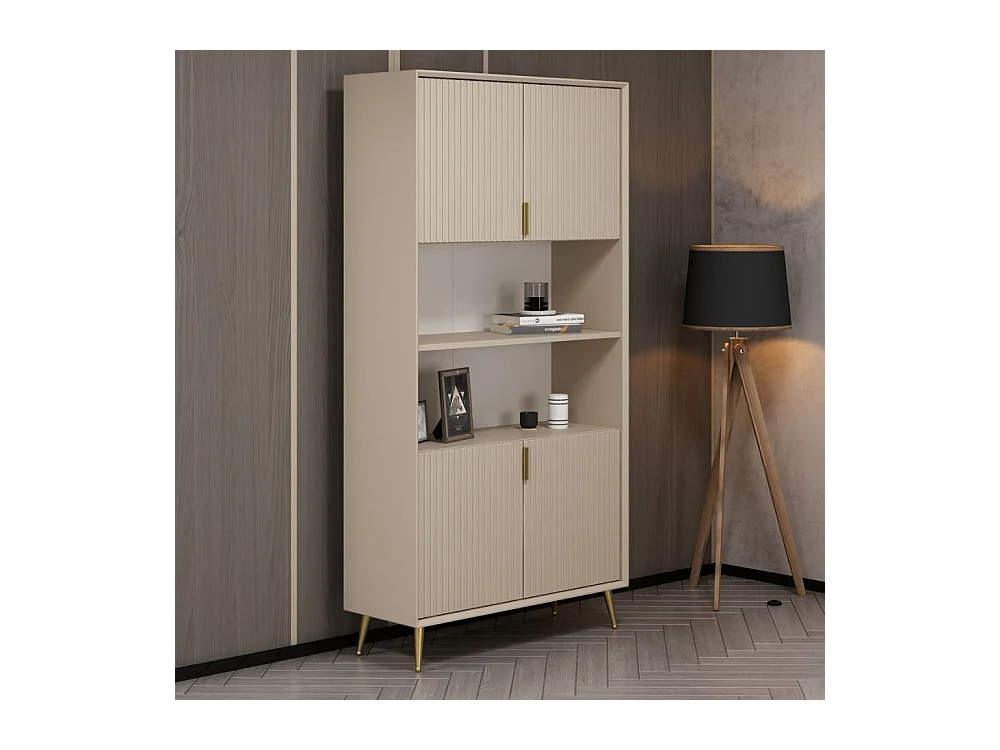 Credenza alta Kale effetto cannettato cashmere 90x35x180H – Eleganza Verticale