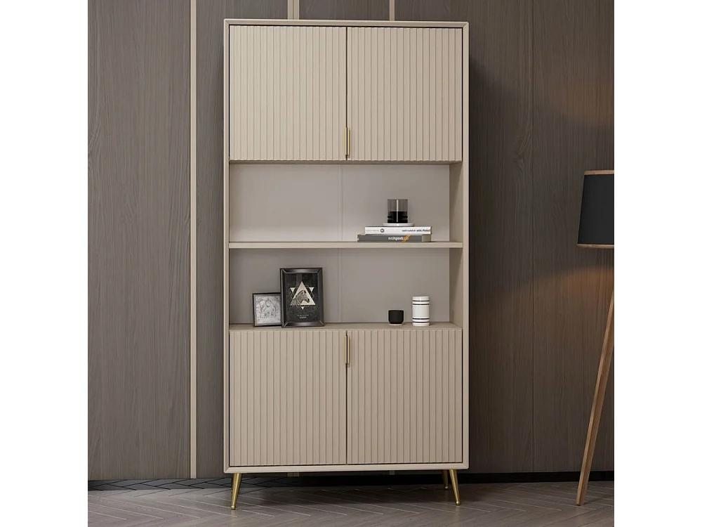 Credenza alta Kale effetto cannettato cashmere 90x35x180H – Eleganza Verticale