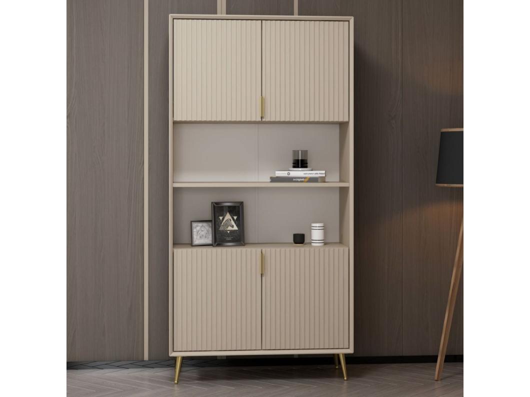Credenza alta Kale effetto cannettato cashmere 90x35x180H – Eleganza Verticale