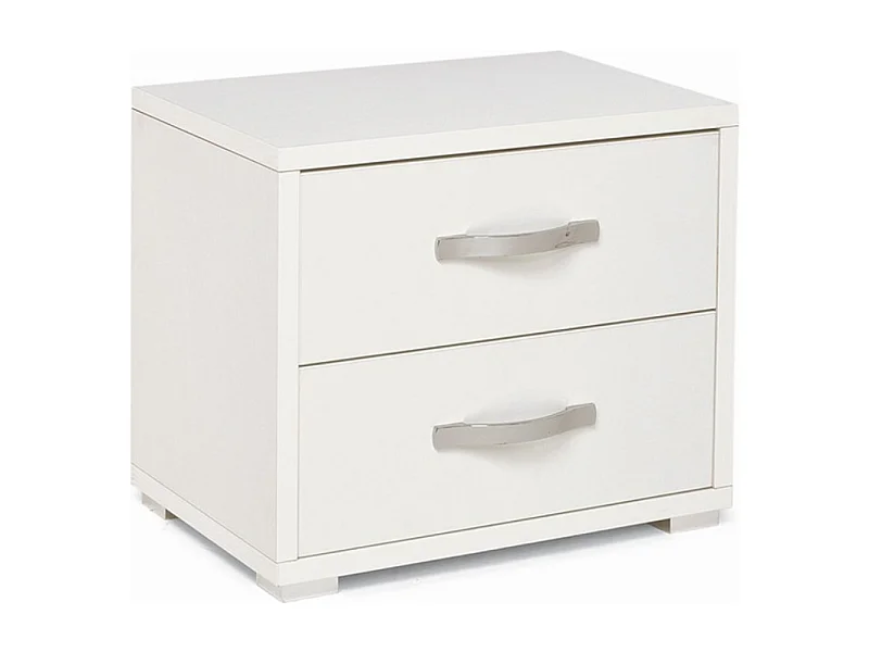 Comodino 2 cassetti MONTATO colore bianco frassinato