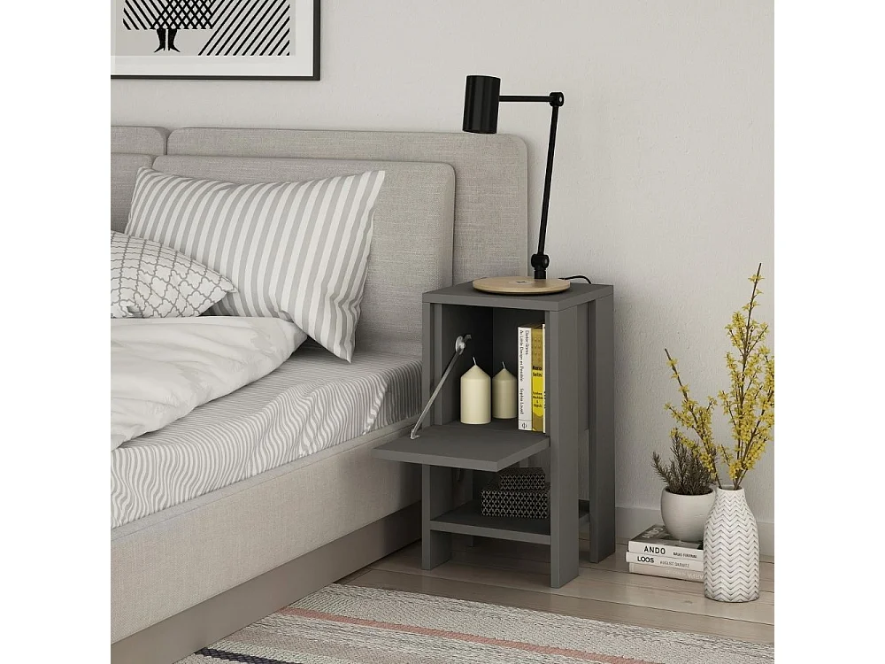 Comodino Ema anta ribalta 30x30x55h colore antracite