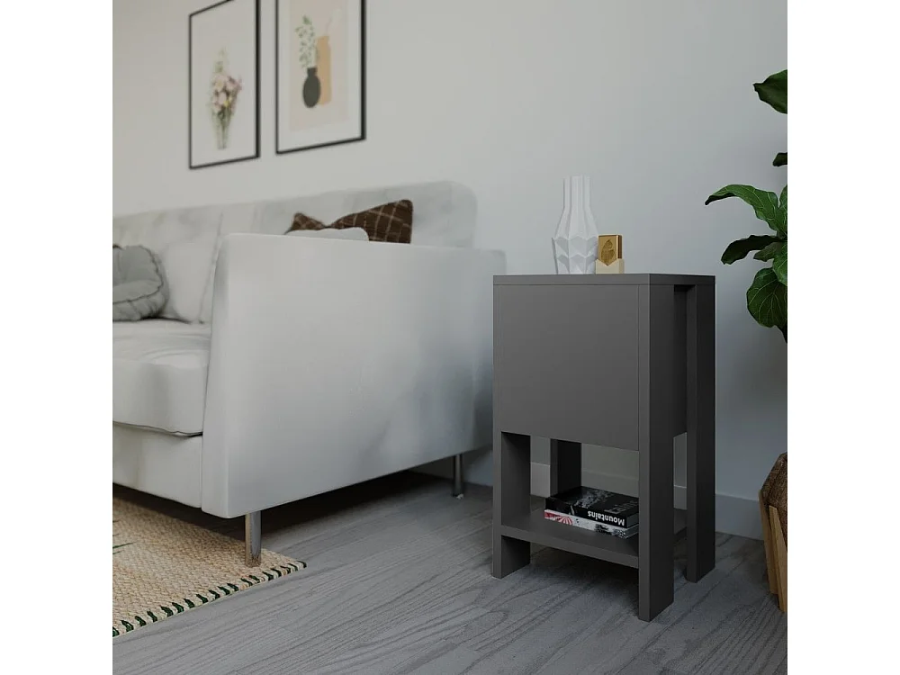 Comodino Ema anta ribalta 30x30x55h colore antracite