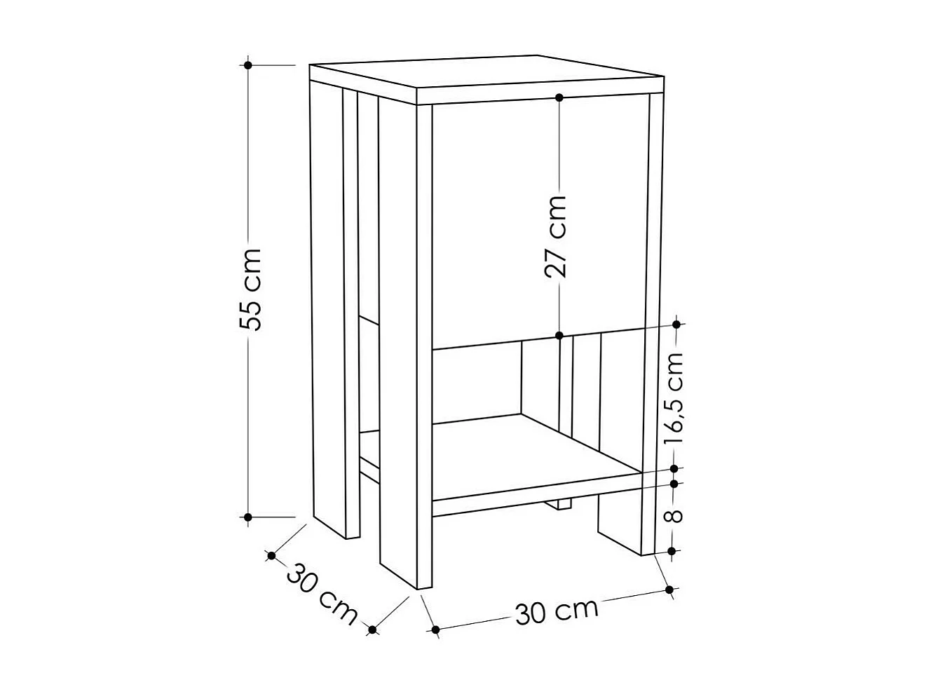 Comodino Ema anta ribalta 30x30x55h colore antracite