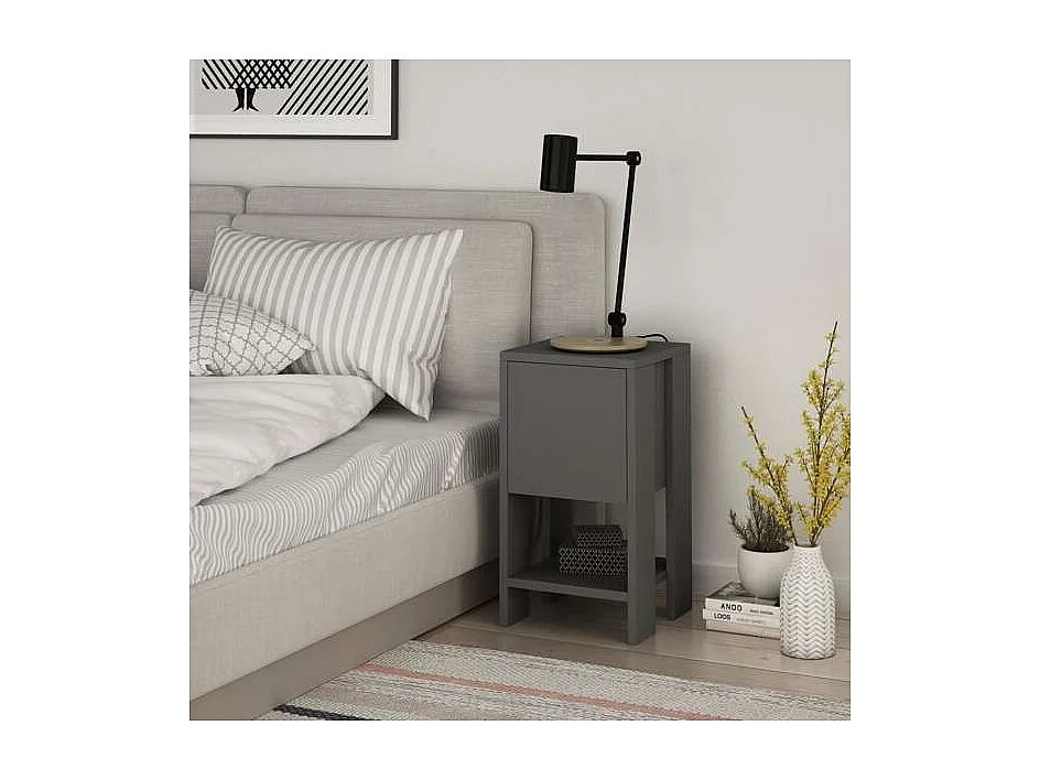 Comodino Ema anta ribalta 30x30x55h colore antracite