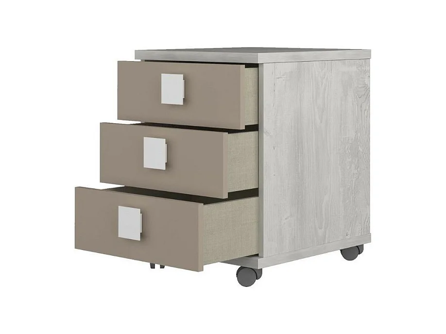 Comodino 3 cassetti 46x46x60h colore bianco consumato