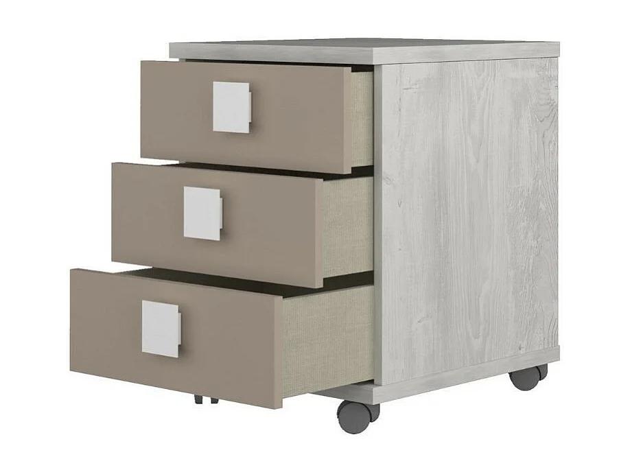 Comodino 3 cassetti 46x46x60h colore bianco consumato