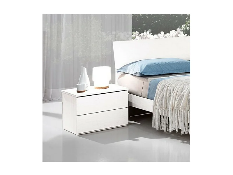 Comodino 2 cassetti bianco Manitoba
