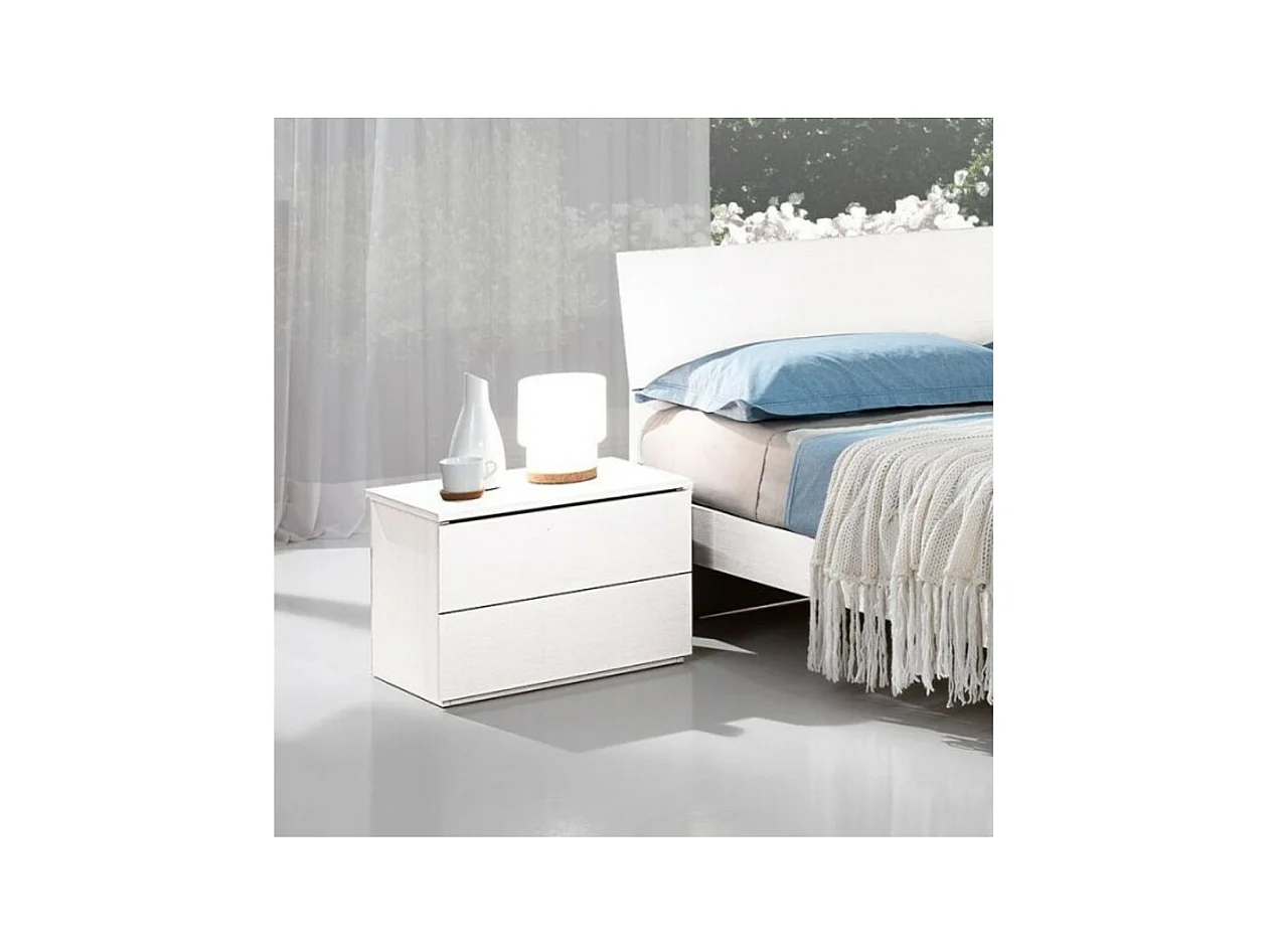Comodino 2 cassetti bianco Manitoba