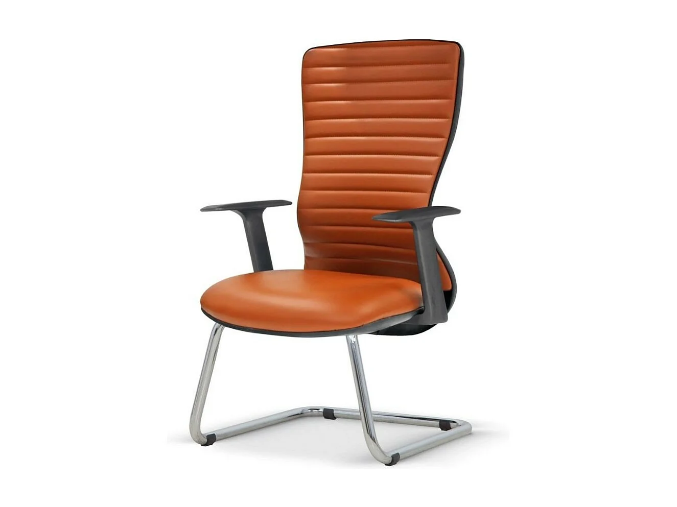 Sedia ospite per ufficio Arya colore cuoio slitta cromata