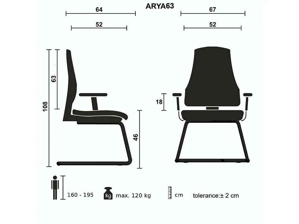 Sedia ospite per ufficio Arya colore cuoio slitta cromata