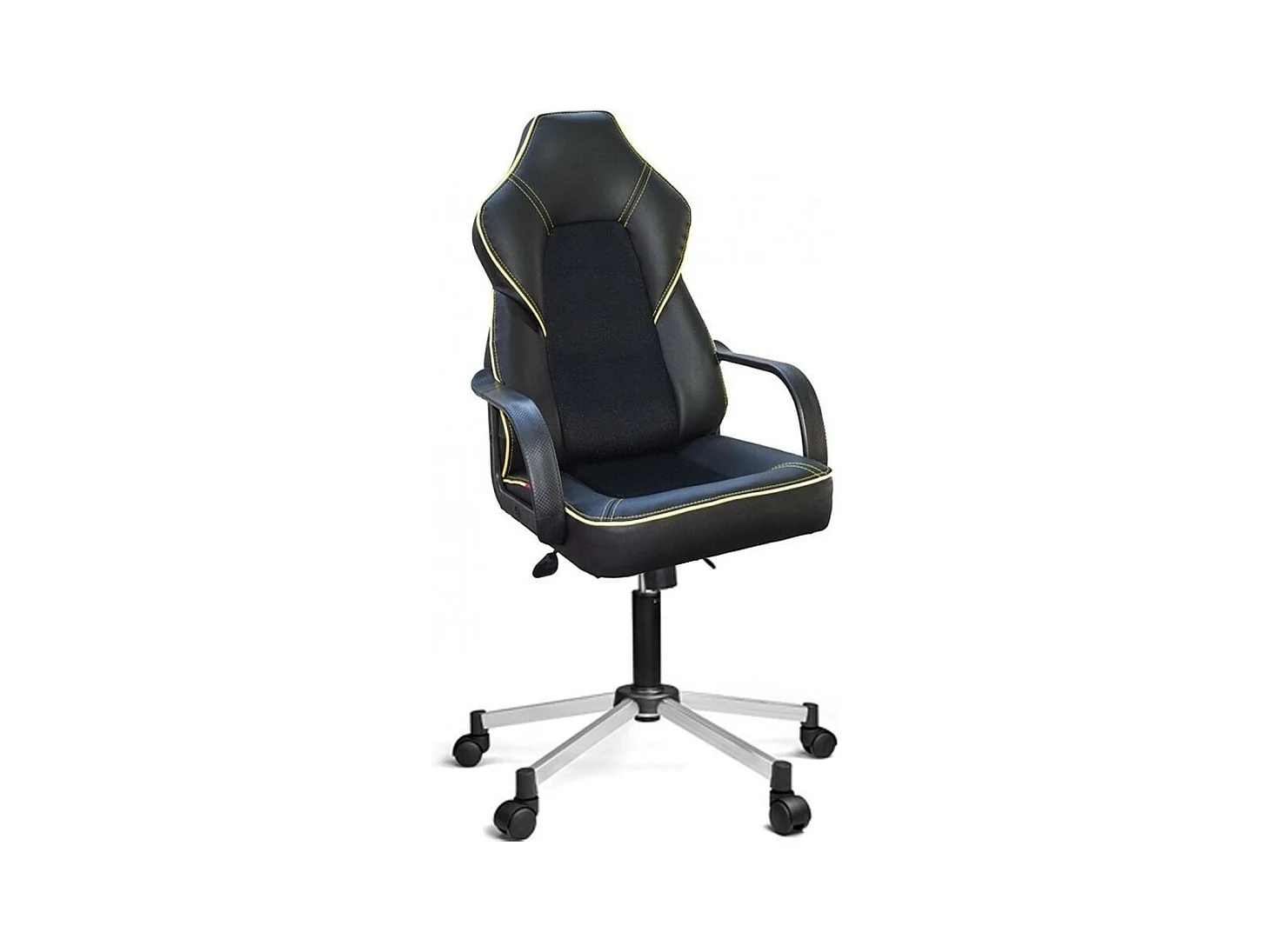 Poltrona ufficio gaming Lidya colore nero con bordino giallo