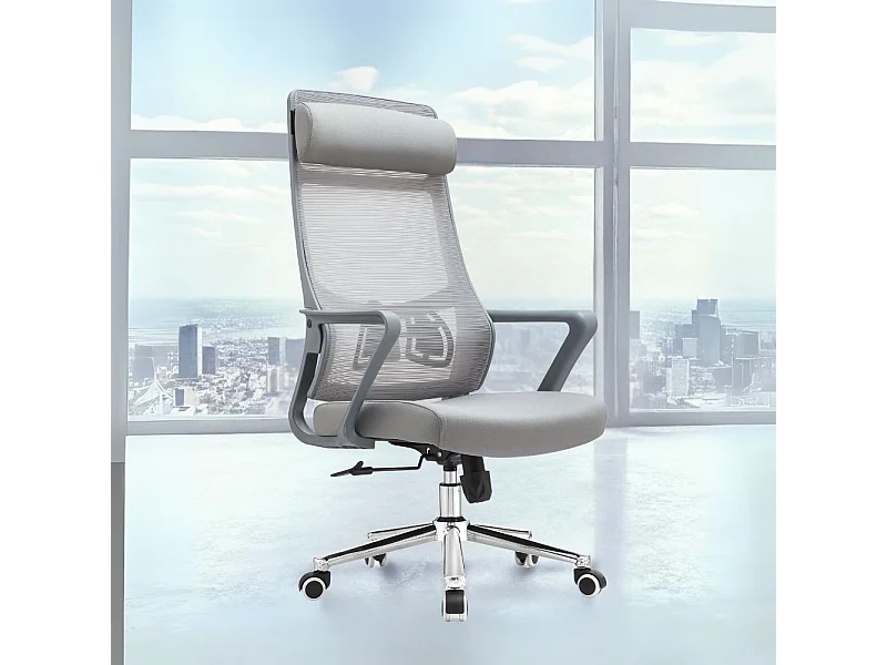 Poltrona ufficio Pasco colore grigio schienale alto traforato